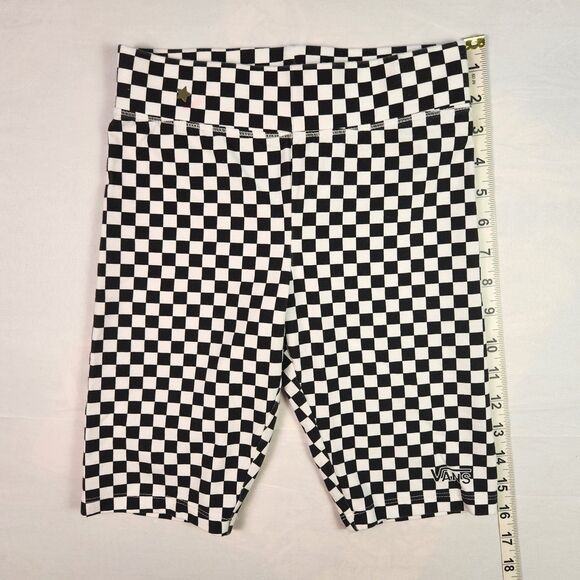 Vans Bike Shorts Womens XS Black White Flying V Print Patter Checkered - FLAWED - Picture 5 of 8